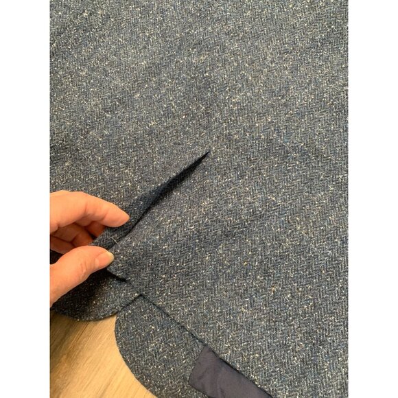 L.L. Bean Women’s XL PET Blue Silk Wool Blend Chevron Blazer Jacket Single Breas - Picture 6 of 7